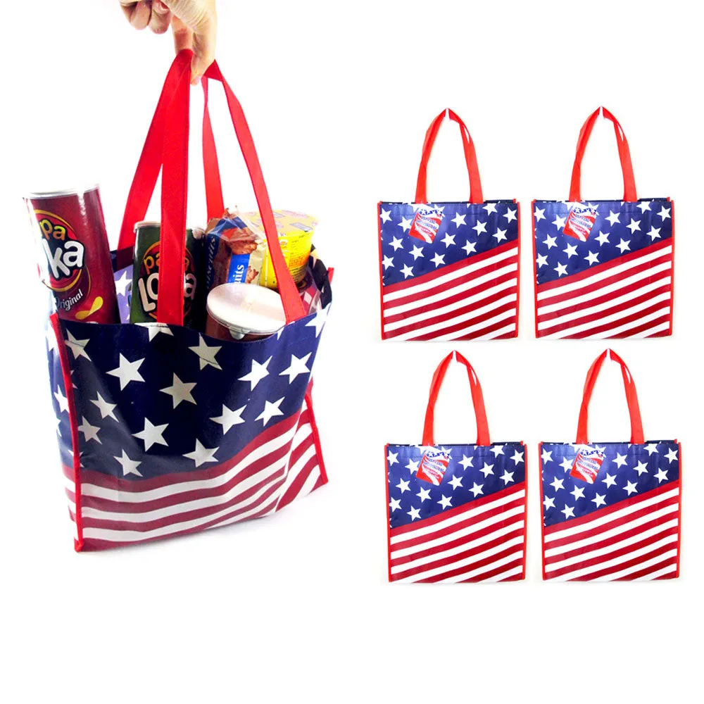5 USA Flag Shopping Bag Large Tote Storage Reusable Shopping Groceries Laundry