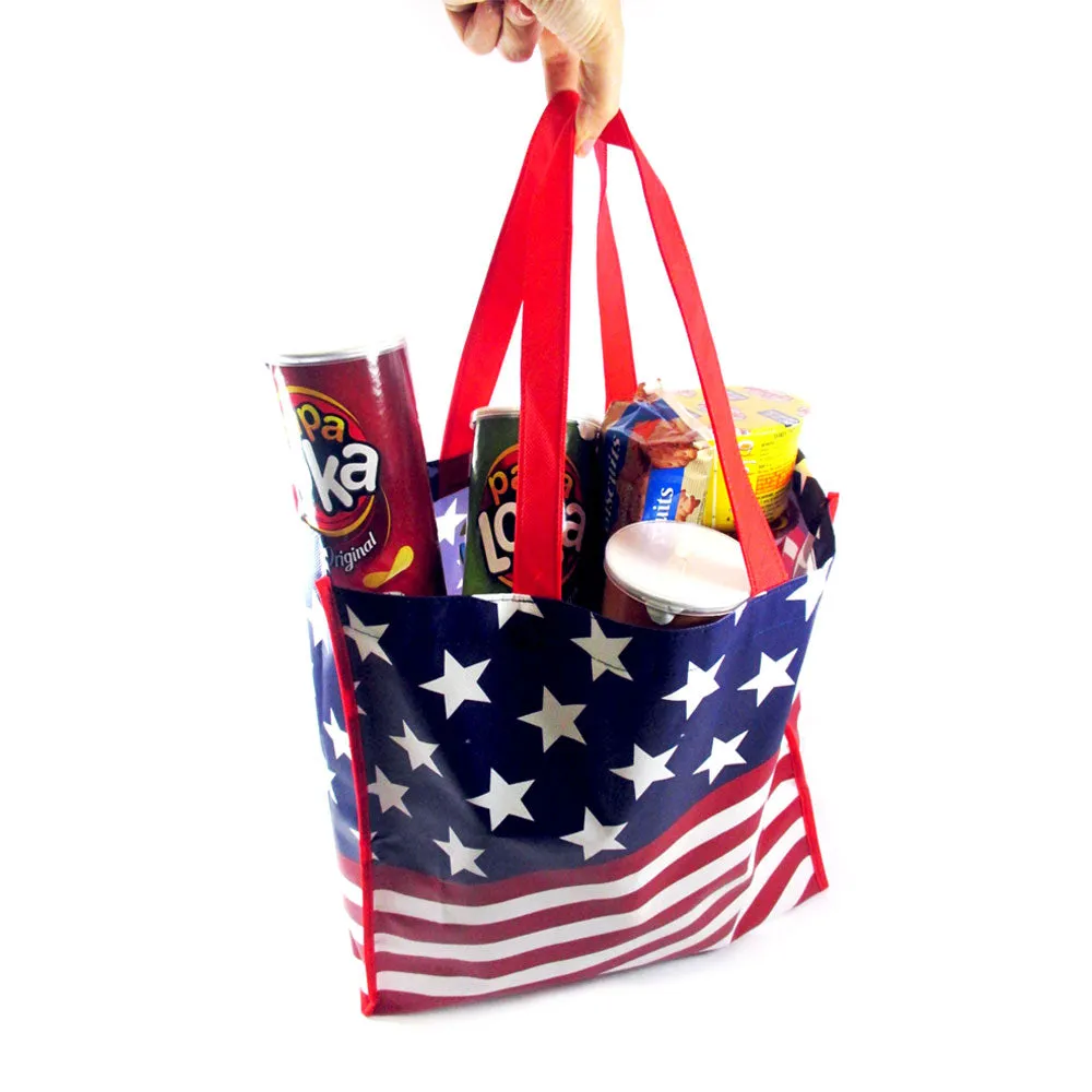 5 USA Flag Shopping Bag Large Tote Storage Reusable Shopping Groceries Laundry
