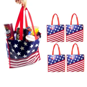 5 USA Flag Shopping Bag Large Tote Storage Reusable Shopping Groceries Laundry