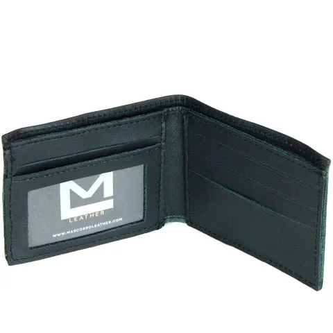Black Oil Tanned Leather Slim Bi-Fold Wallet w/ Freak Text