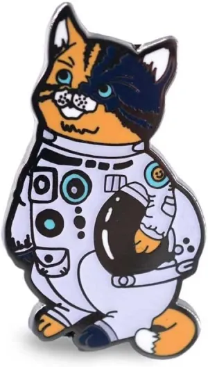 Cat Enamel Pin Astronaut Kitty In a White Space Suit Glow In The Dark
