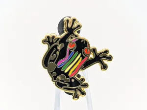 Gay Frog Pin | Gay Pride Tree Frog Enamel Pin in Subtle LGBT Rainbow Pride Flag Colors | Subtle Pride Jewelry