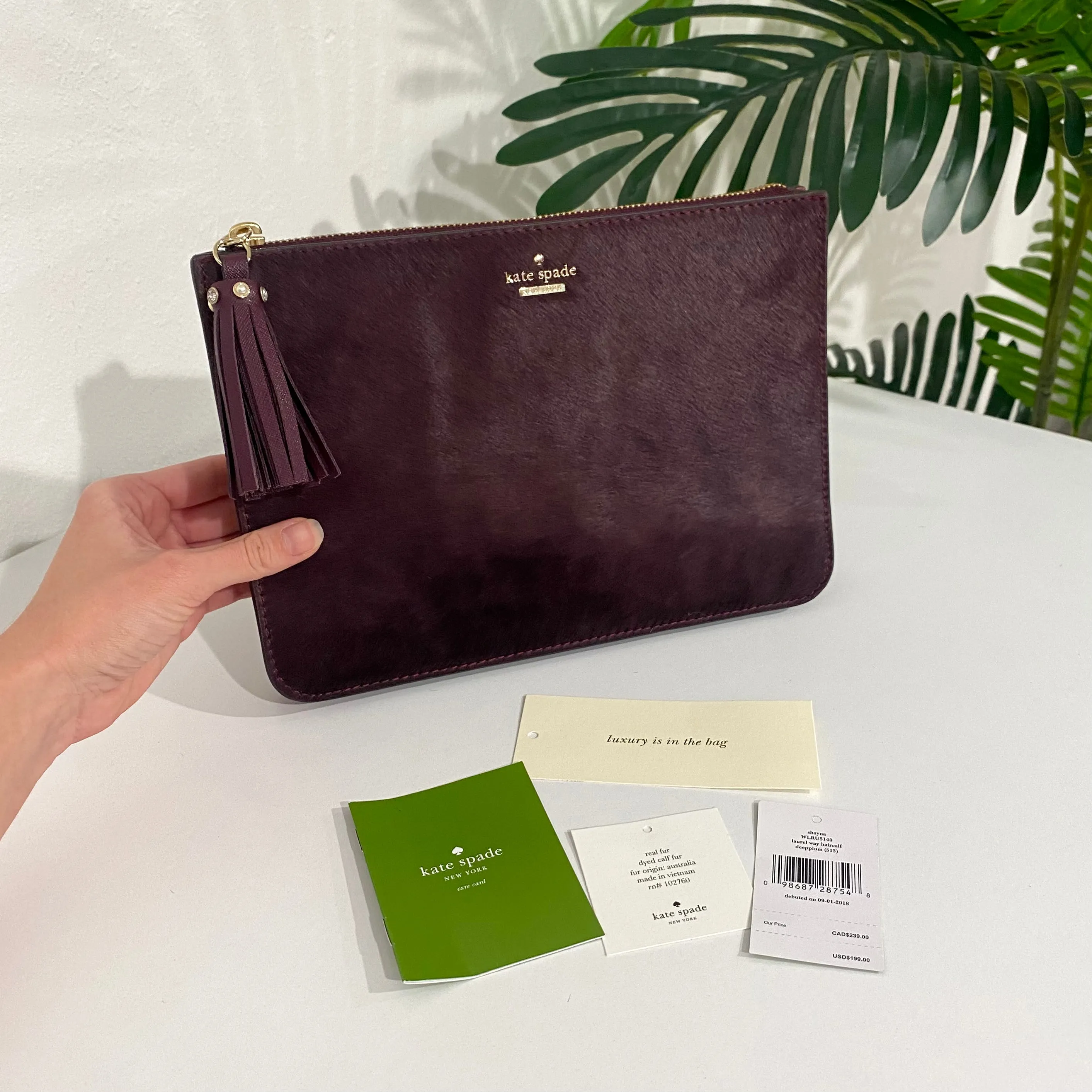 Kate Spade Purple Calfhair Clutch