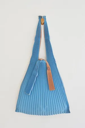 Large Pleated Tote Bag - Sky Blue   Pink Beige