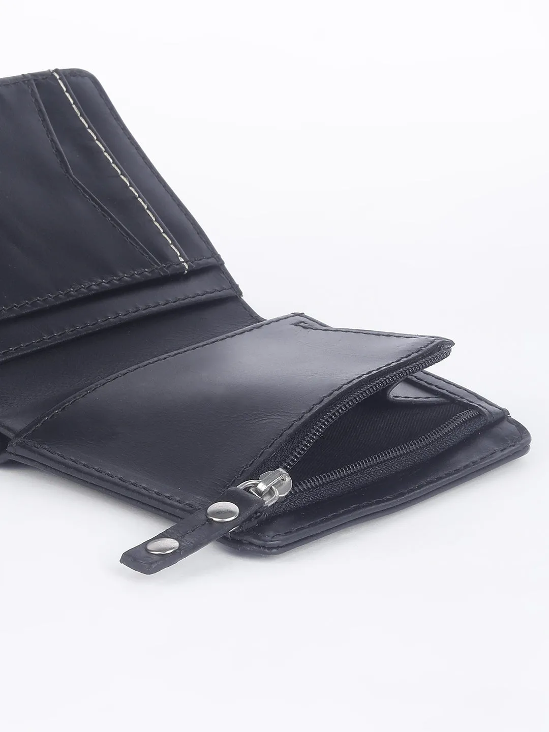 Men's Black Solid Bi-Fold Wallet