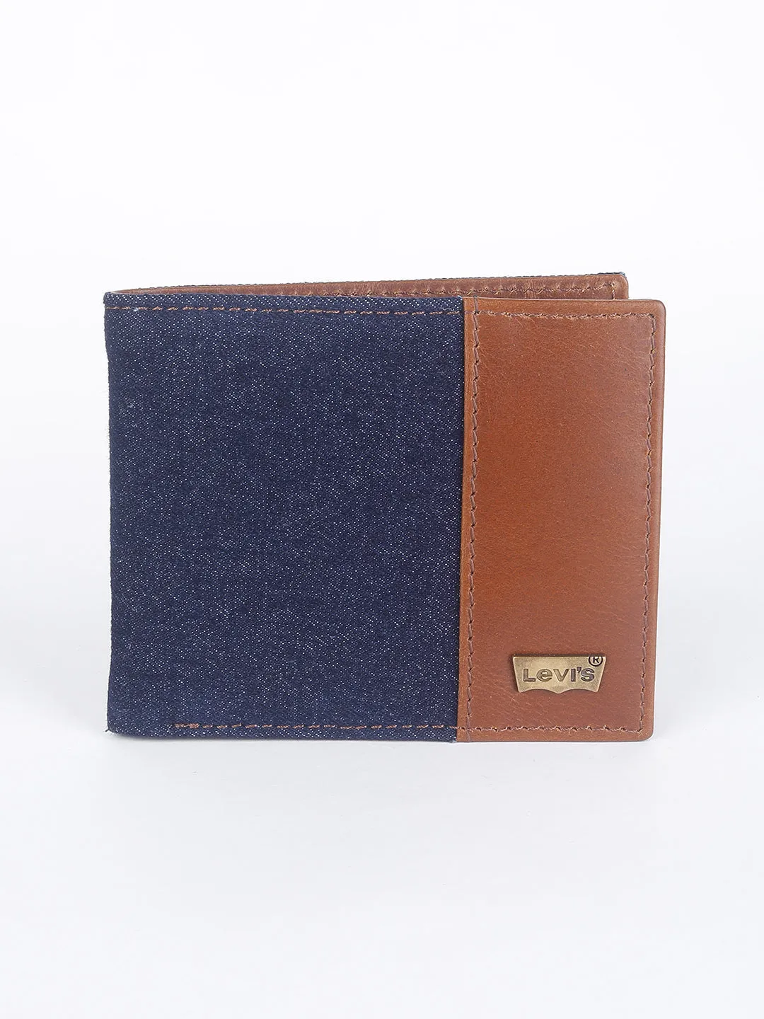 Men's Blue Colorblock Bi-Fold Wallet