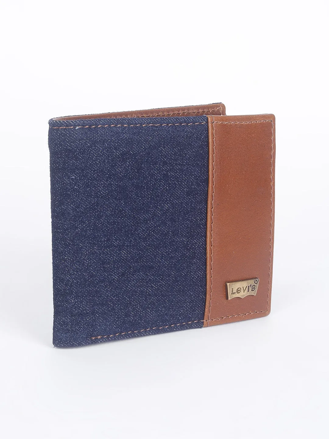 Men's Blue Colorblock Bi-Fold Wallet