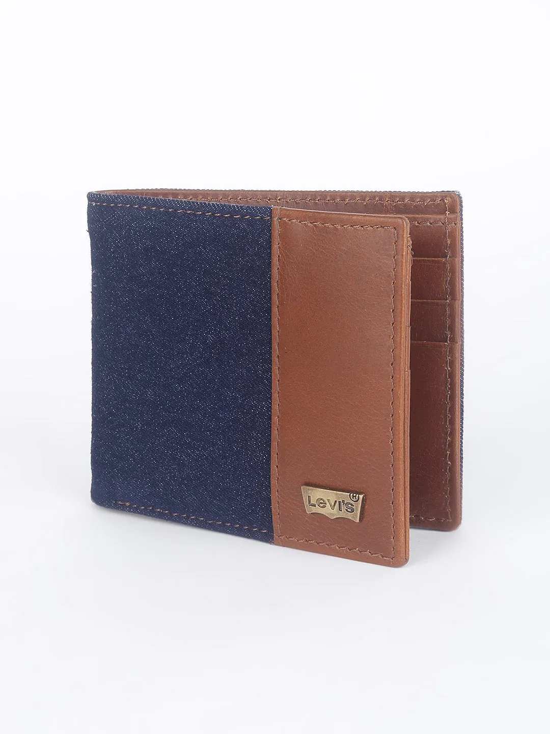 Men's Blue Colorblock Bi-Fold Wallet