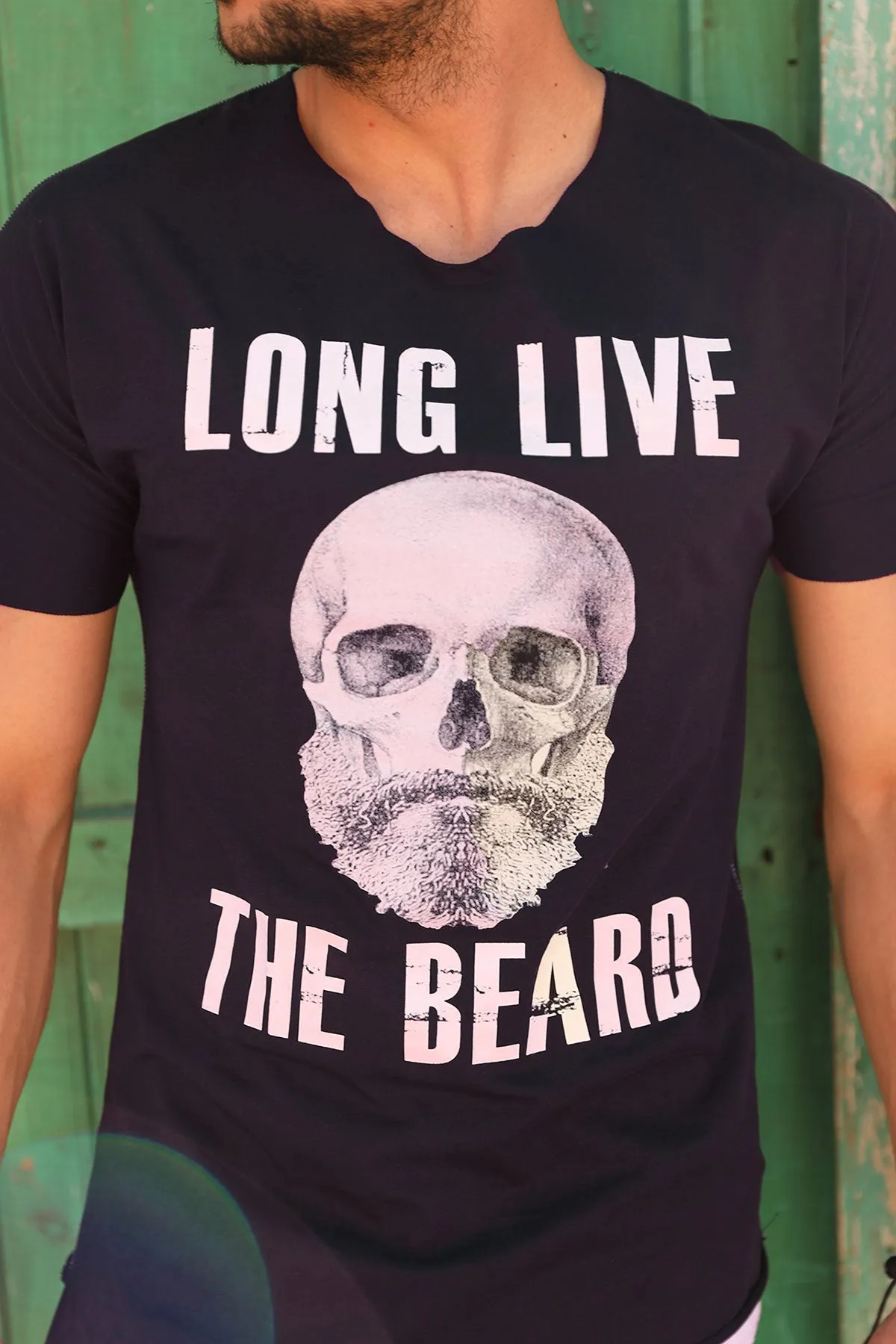 Men's Printed Navy Blue T-shirt