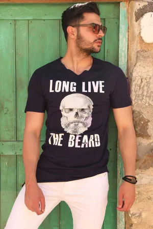 Men's Printed Navy Blue T-shirt