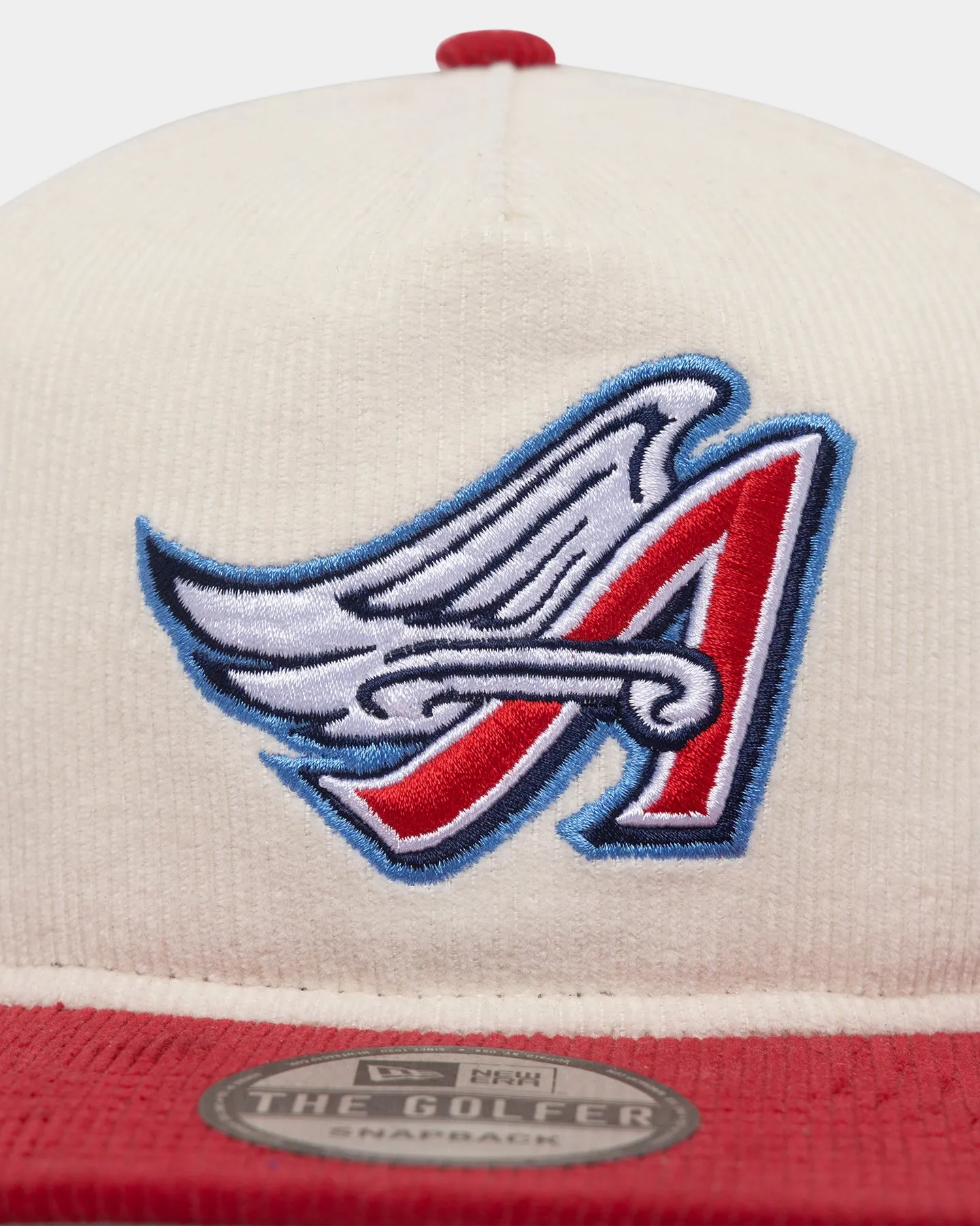 New Era Anaheim Angels '2-Tone Corduroy' Golfer Snapback Chrome/Red