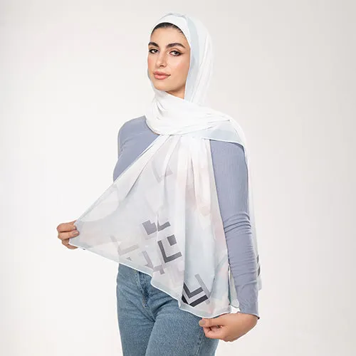 PC1131 - Cream Printed Chiffon Scarf