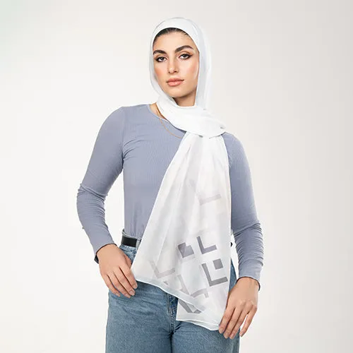PC1131 - Cream Printed Chiffon Scarf