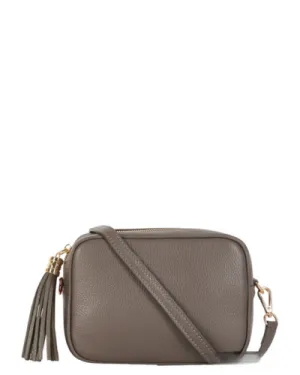 SANO SOHO Style Soft Italian Leather Compact Shoulder / CrossBody Bag, Cinder Dark Grey
