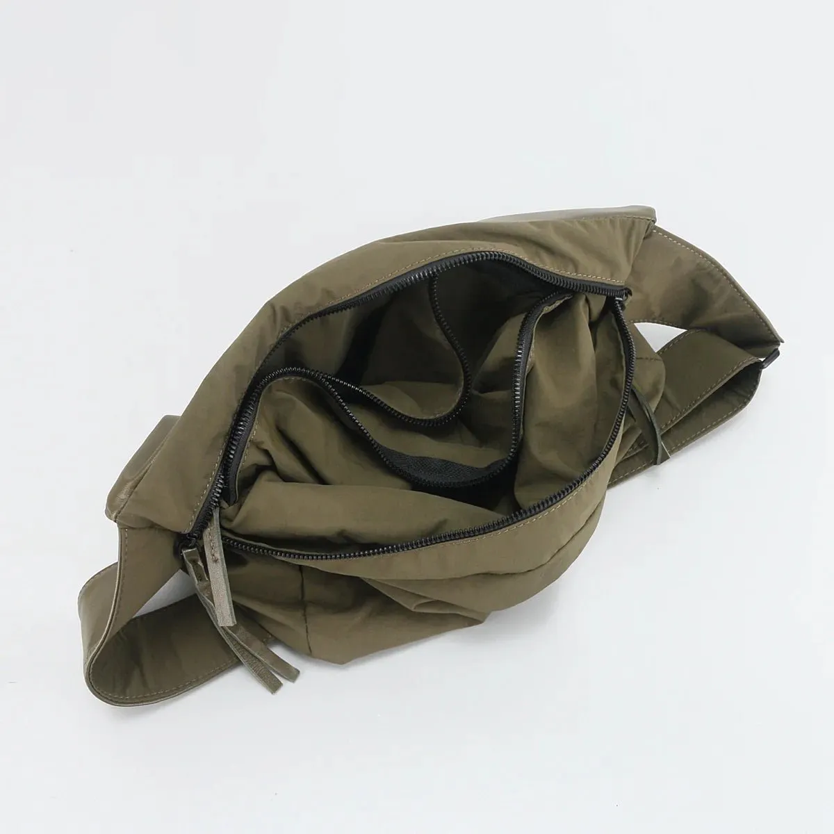 Seoul Crossbody Leather/Nylon Mix Bag | Olive / Black / Grey