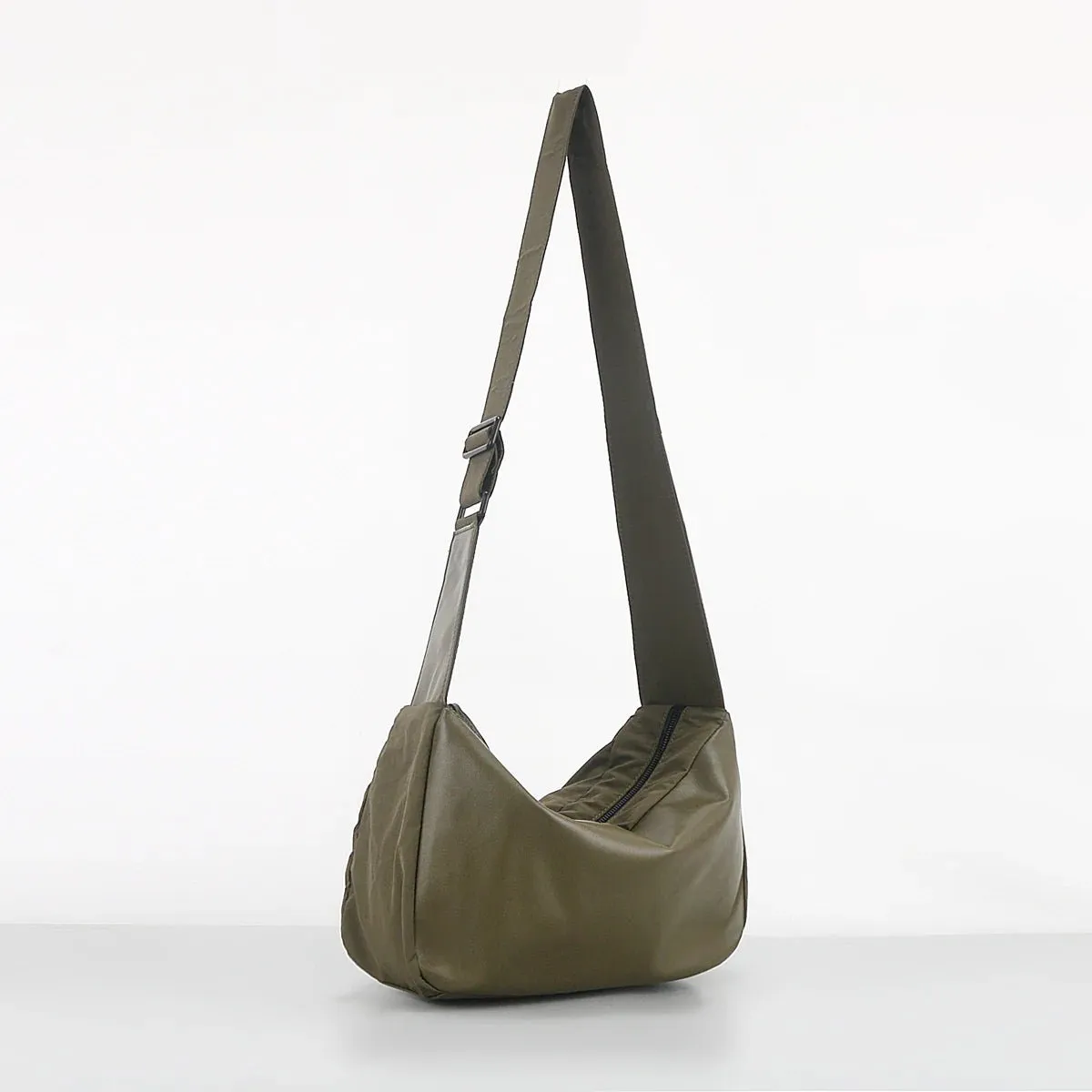 Seoul Crossbody Leather/Nylon Mix Bag | Olive / Black / Grey