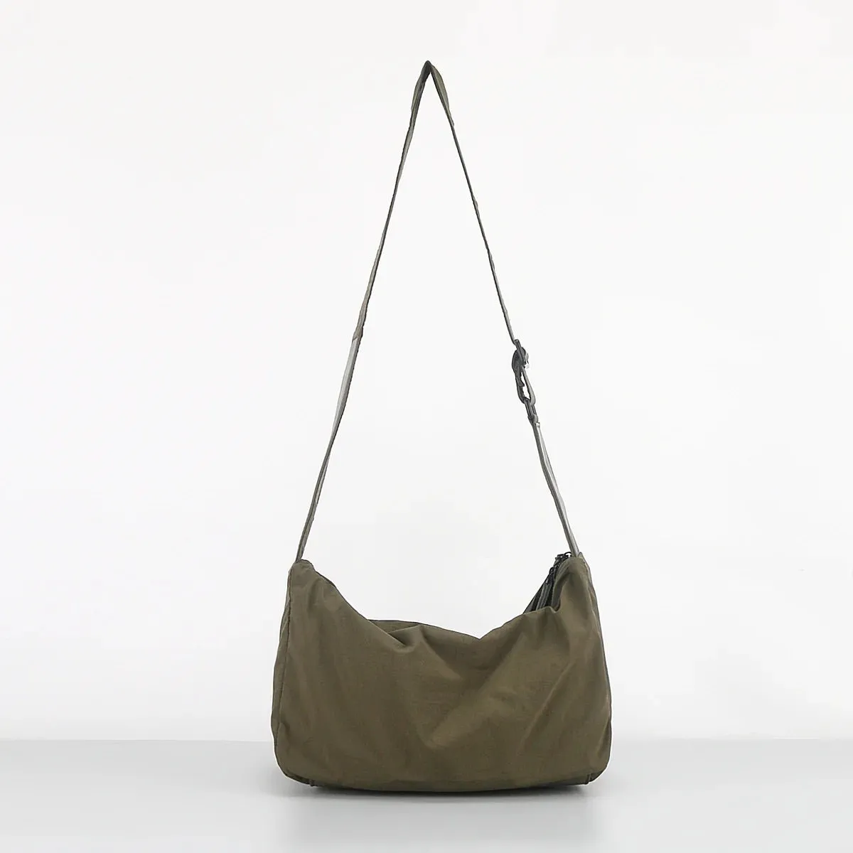 Seoul Crossbody Leather/Nylon Mix Bag | Olive / Black / Grey