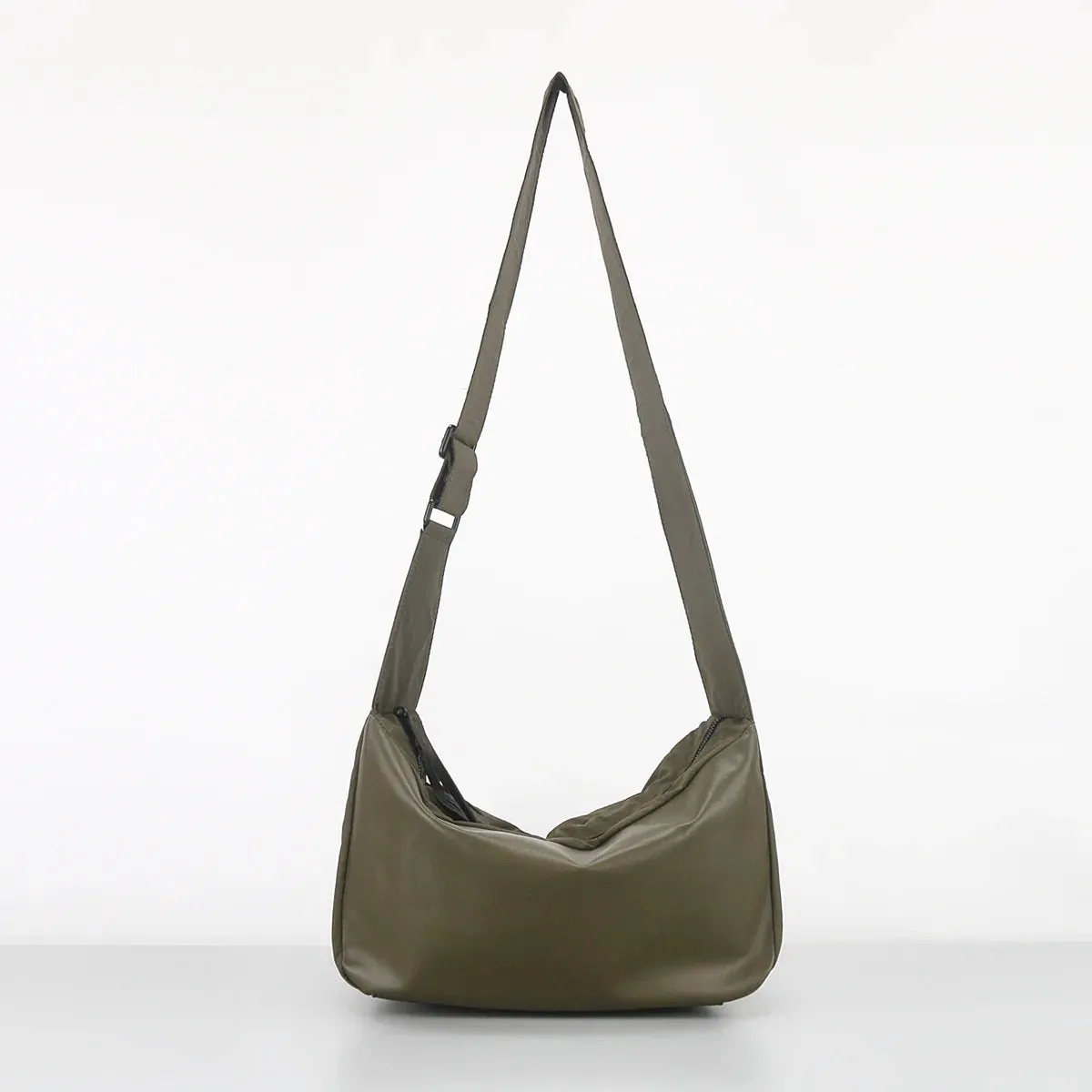 Seoul Crossbody Leather/Nylon Mix Bag | Olive / Black / Grey