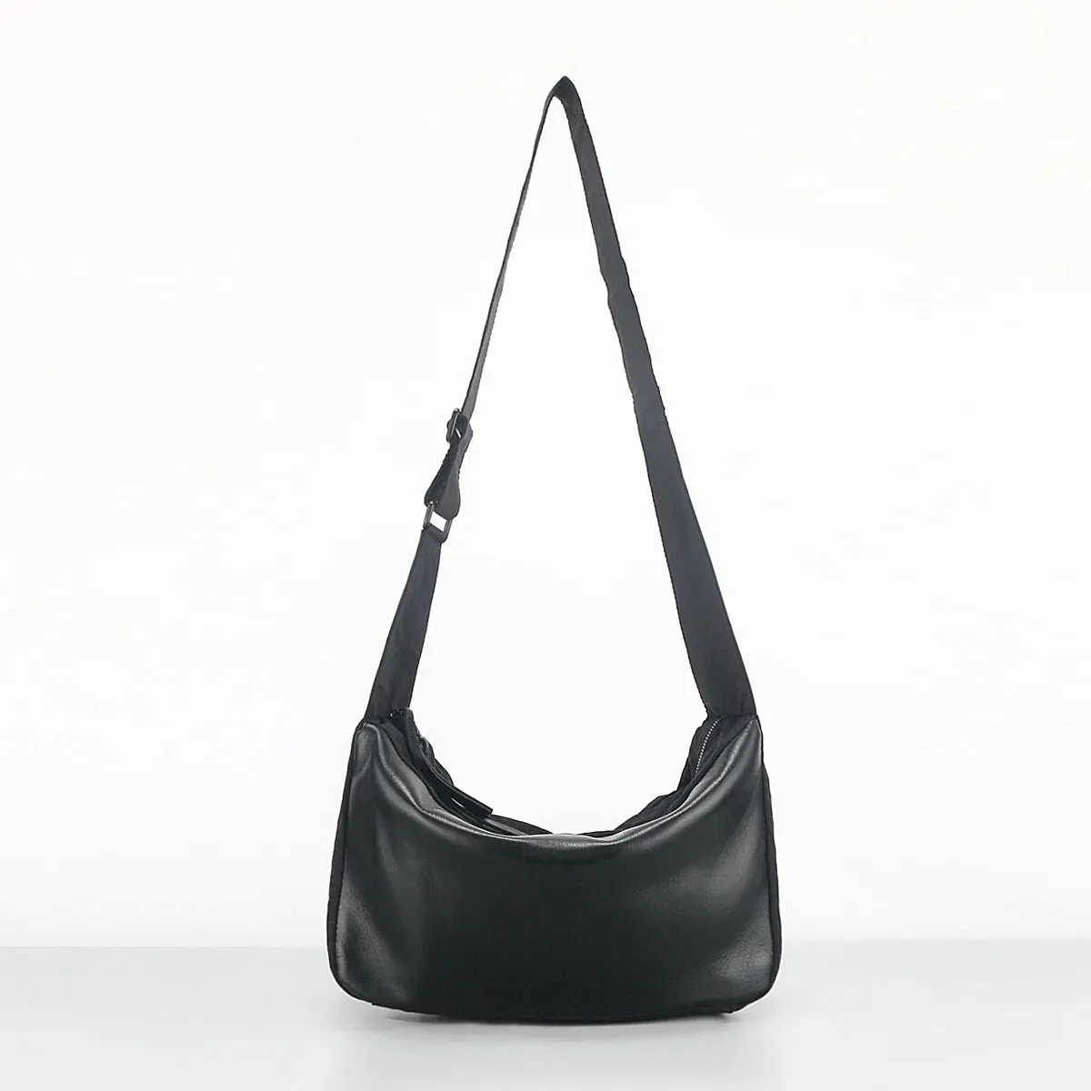 Seoul Crossbody Leather/Nylon Mix Bag | Olive / Black / Grey