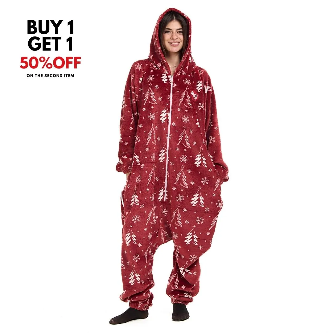 Snuggs Blanket Onesie Red Christmas Tree
